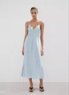 Mango Robe Froncée Rayures In Blue