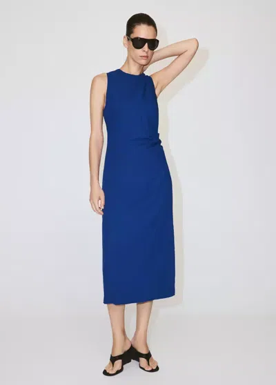 Mango Robe Froncée Sur Le Côté Avec Naud In Blue