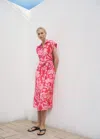 Mango Floral Print Shirt Style Dress Fuchsia In Pink