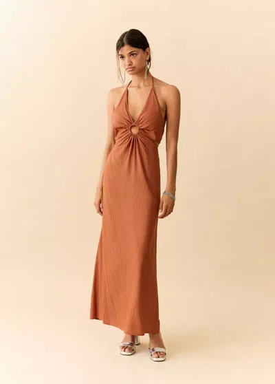 Mango Robe Halter Détail Anneau In Brown