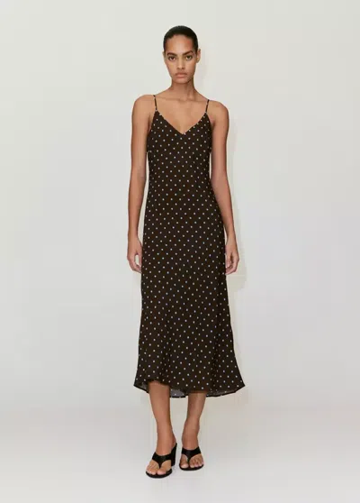 Mango Robe Imprimée À Col En V In Brown