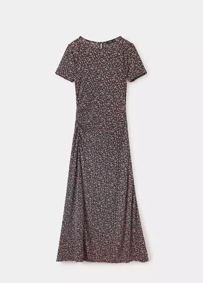 Mango Robe Imprimée Détail Drapé In Noir