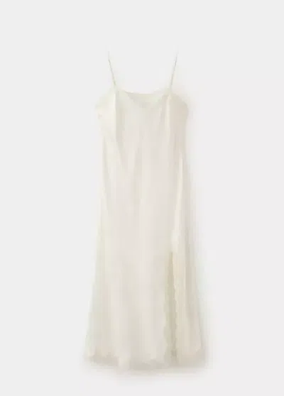 Mango Robe Jacquard Dentelle In Blanc