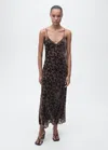 Mango Floral Jacquard Dress Chocolate