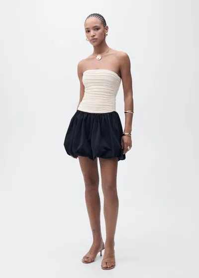 Mango Draped Body Balloon Skirt Dress Ecru