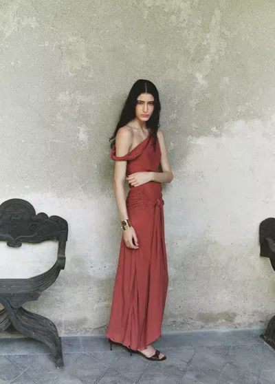 Mango Robe Lea In Burgundy