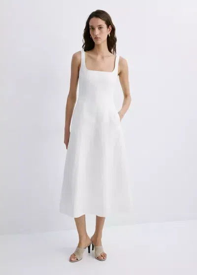 Mango Robe Lin Évasée Avec Poches In White