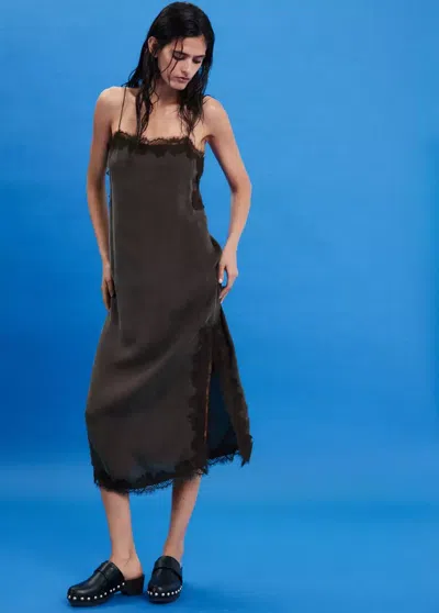 Mango Robe Lingerie En Dentelle In Brown
