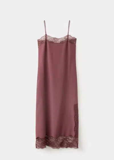 Mango Robe Lingerie En Dentelle In Cerise