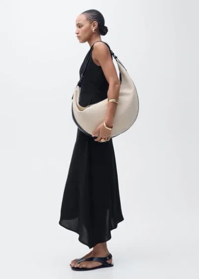 Mango Long Asymmetric Dress Black