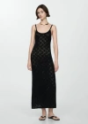 Mango Robe Longue Crochet In Noir