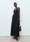 Mango Lace Trim Tiered Maxi Sundress