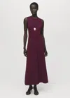 Mango Long Flared Dress Burgundy In Burgundy