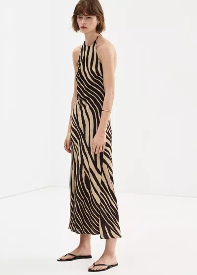 Mango Robe Longue Imprimée In Black