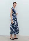 Mango Robe Longue Imprimée Bleu - Femme - L -