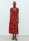 Mango Robe Longue Imprimée Rouge - Femme - M -