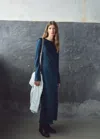 Mango Robe Longue Satinée Bleu Marine - Femme - M -  In Blue
