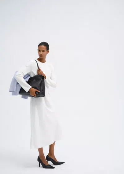 Mango Robe Longue Uni In Écru