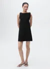 Mango Asymmetrical Knitted Dress With Strap In Black