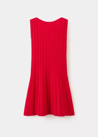 Mango Robe Maille Côtelée In Rouge