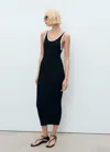 Shop Mango Knitted Dress With Contrasting Details Black