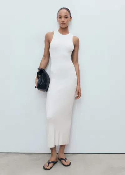 Mango Halter-neck Knitted Dress White