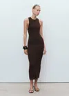 Mango Halter-neck Knitted Dress Chocolate In Brown