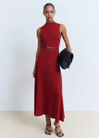 Mango Fine-knit Flared Dress Red