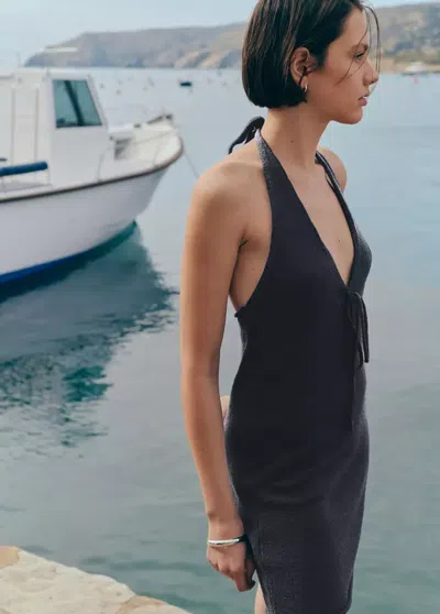 Mango Robe Maille Naud In Black