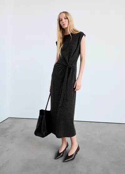 Mango Robe Maille Naud In Gris Anthracite