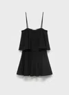 Mango Robe Maille Volant Noir - Femme - L -
