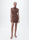 Mango Robe Marron - Femme - 4xl -