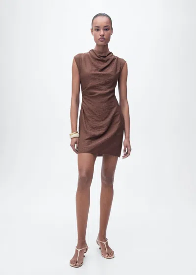Mango Robe Marron - Femme - 4xl -