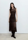 Mango Cap Sleeve A-line Lace Dress In Brown
