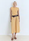 Mango Shoulder Pad Maxi Dress In Nude