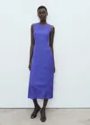 Mango Polka Dot Midi Dress Blue