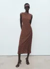 Mango Polka Dot Midi Dress Brown