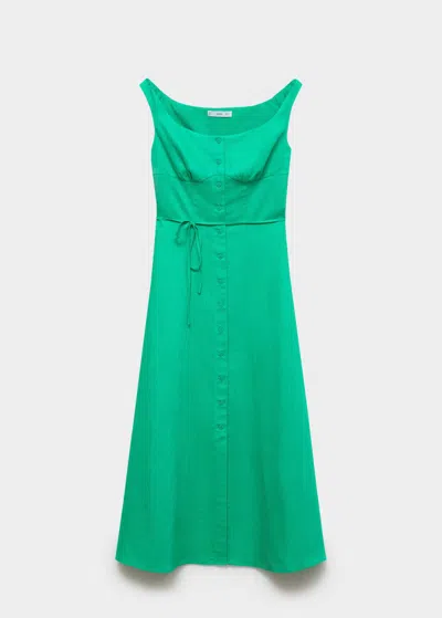 Mango Robe Midi Boutons Vert - Femme - L -