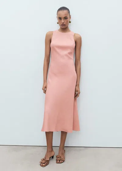 Mango Robe Midi Bretelles Rose - Femme - Xl -