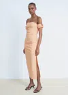 Mango Strapless Midi-dress Peach