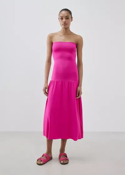 Mango Robe Midi Bustier In Pink
