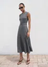 Mango Robe Midi Ceinture Gris Chiné Moyen - Femme - L -  In Gray