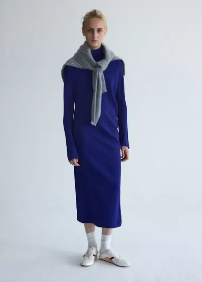 Mango Robe Midi Col Montant In Bleu