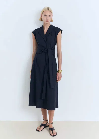 Mango Robe Midi Détail Naud Bleu Marine Foncé - Femme - Xl -