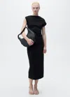 Mango Draped Midi-dress Black In Black