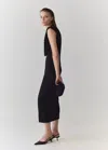 Mango Robe Midi Drapée In Noir