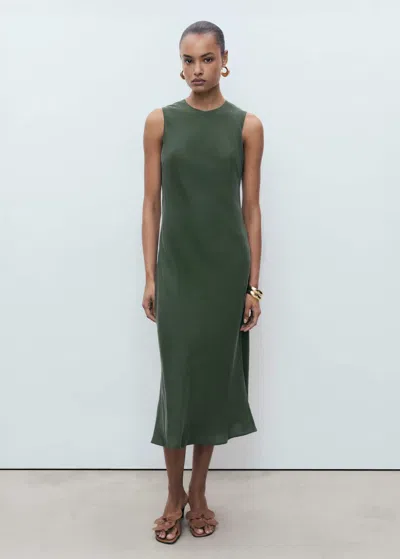 Mango Shift Midi Dress Green