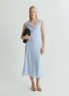 Mango Robe Midi Avec Décolleté Drapé Bleu Ciel - Femme - Xl -