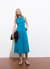 Mango Robe Midi Évasée Bleu - Femme - Xxl -
