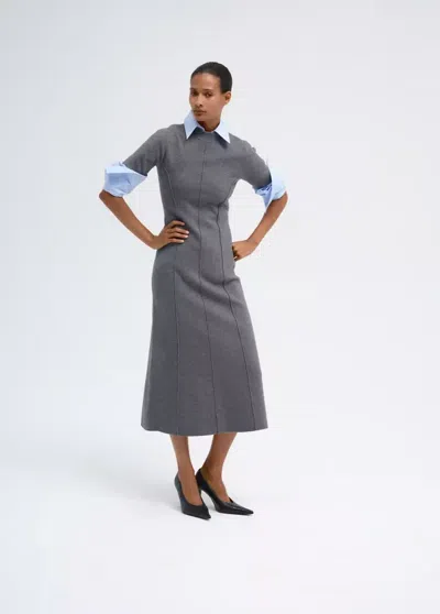 Mango Robe Midi Évasée In Gray